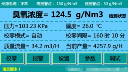 2.8寸串口屏厂家：臭氧发生器触摸屏显示臭氧气体浓度